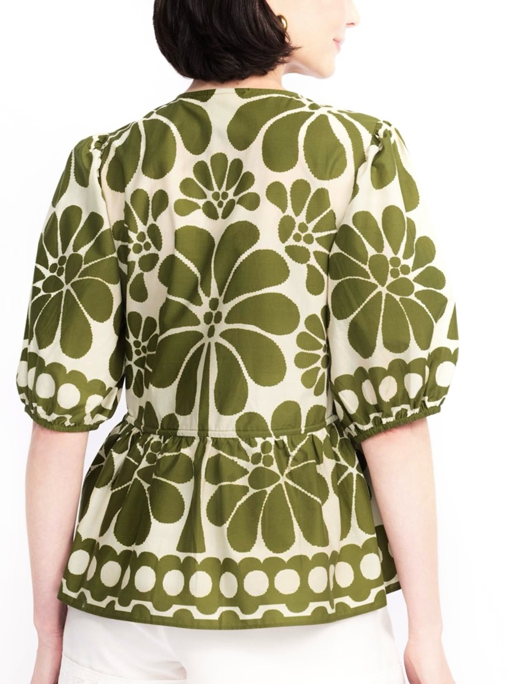 FARM Rio Green Palermo Drawstring Cinch-Waist Blouse Size Large NWT - Picture 3 of 16